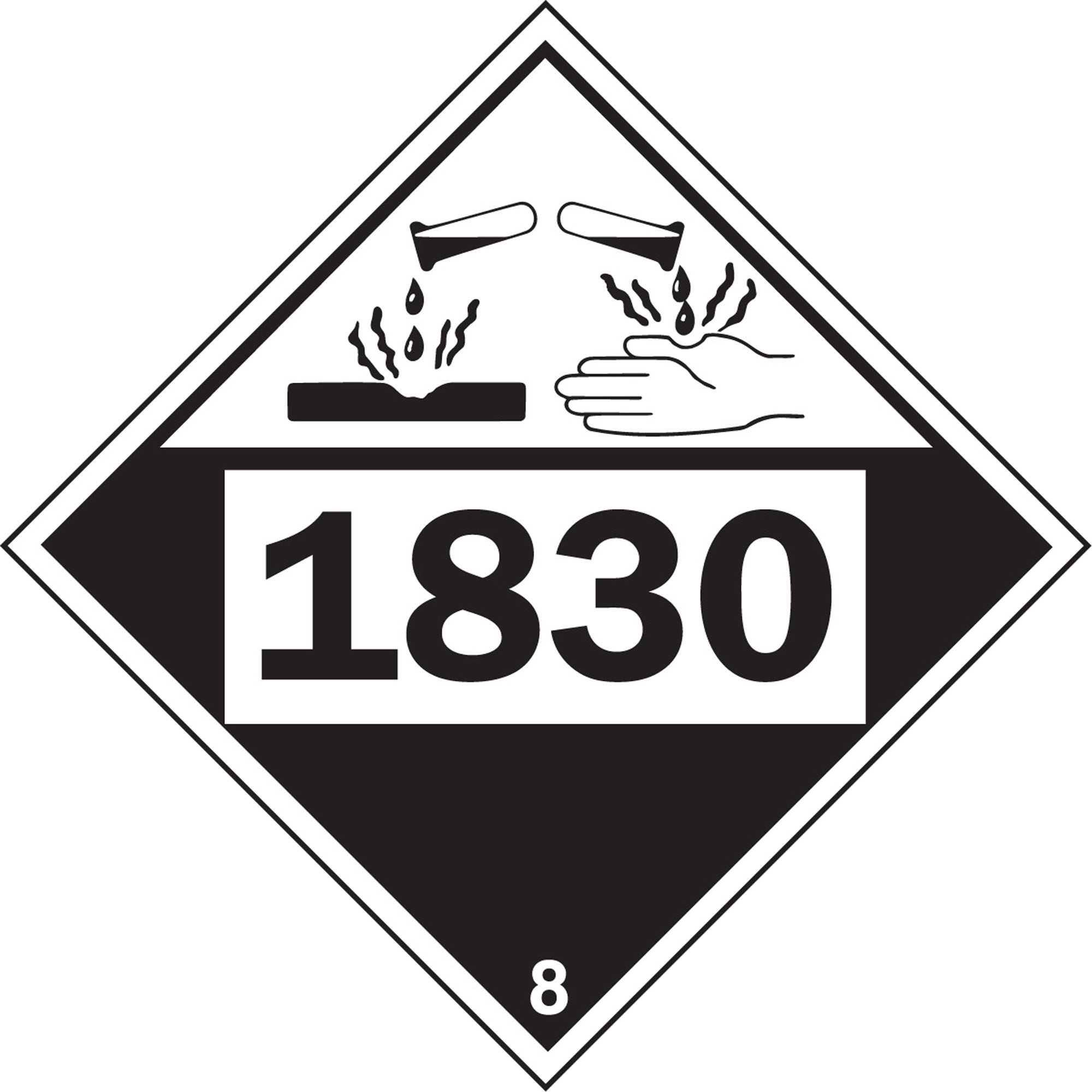 1830 Sulphuric Acid Corrosive Materials TDG Placard - SS839