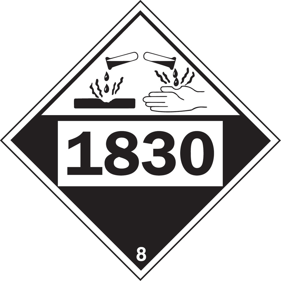 1830 Sulphuric Acid Corrosive Materials TDG Placard - SS839