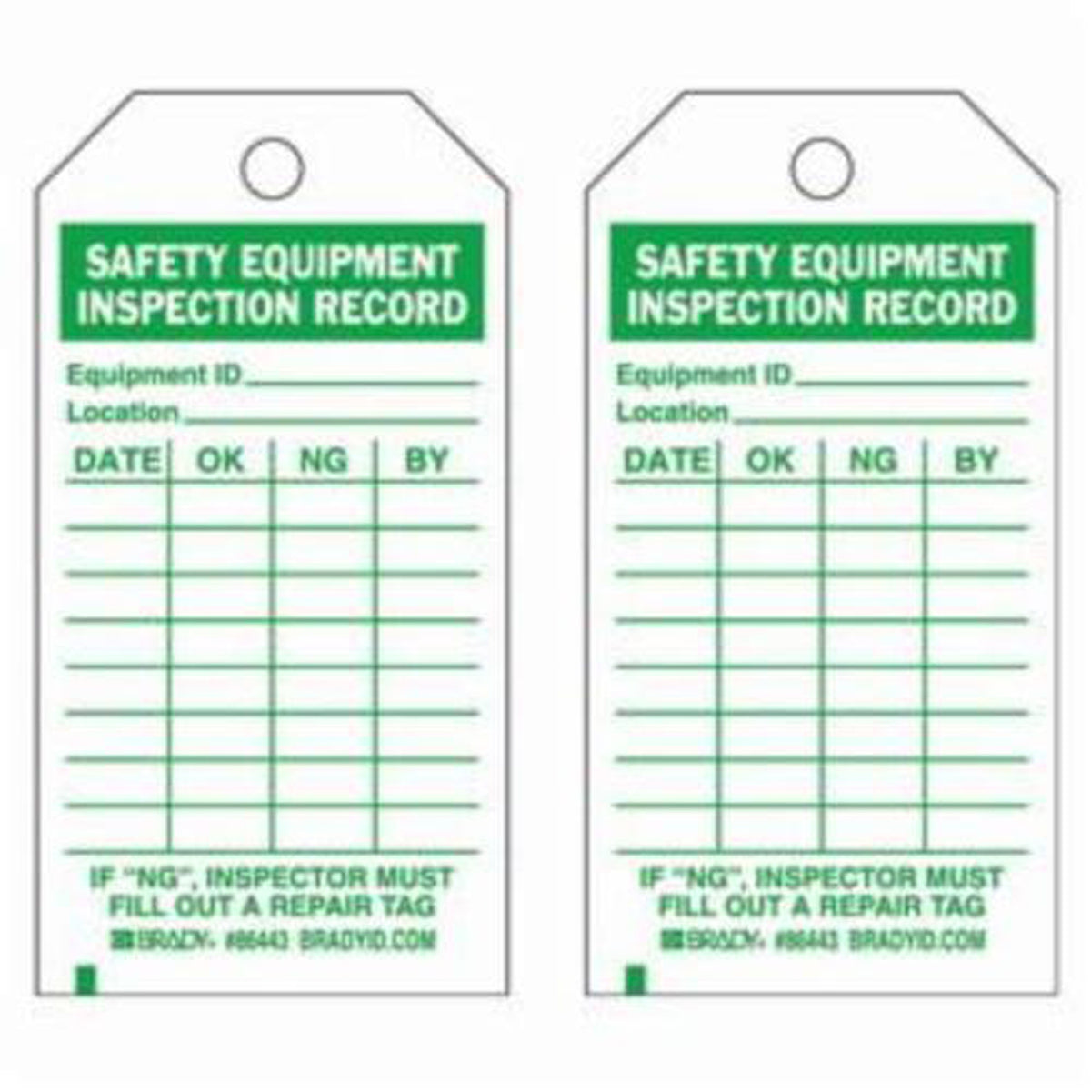 Safety Inspection Record Tags - SX337