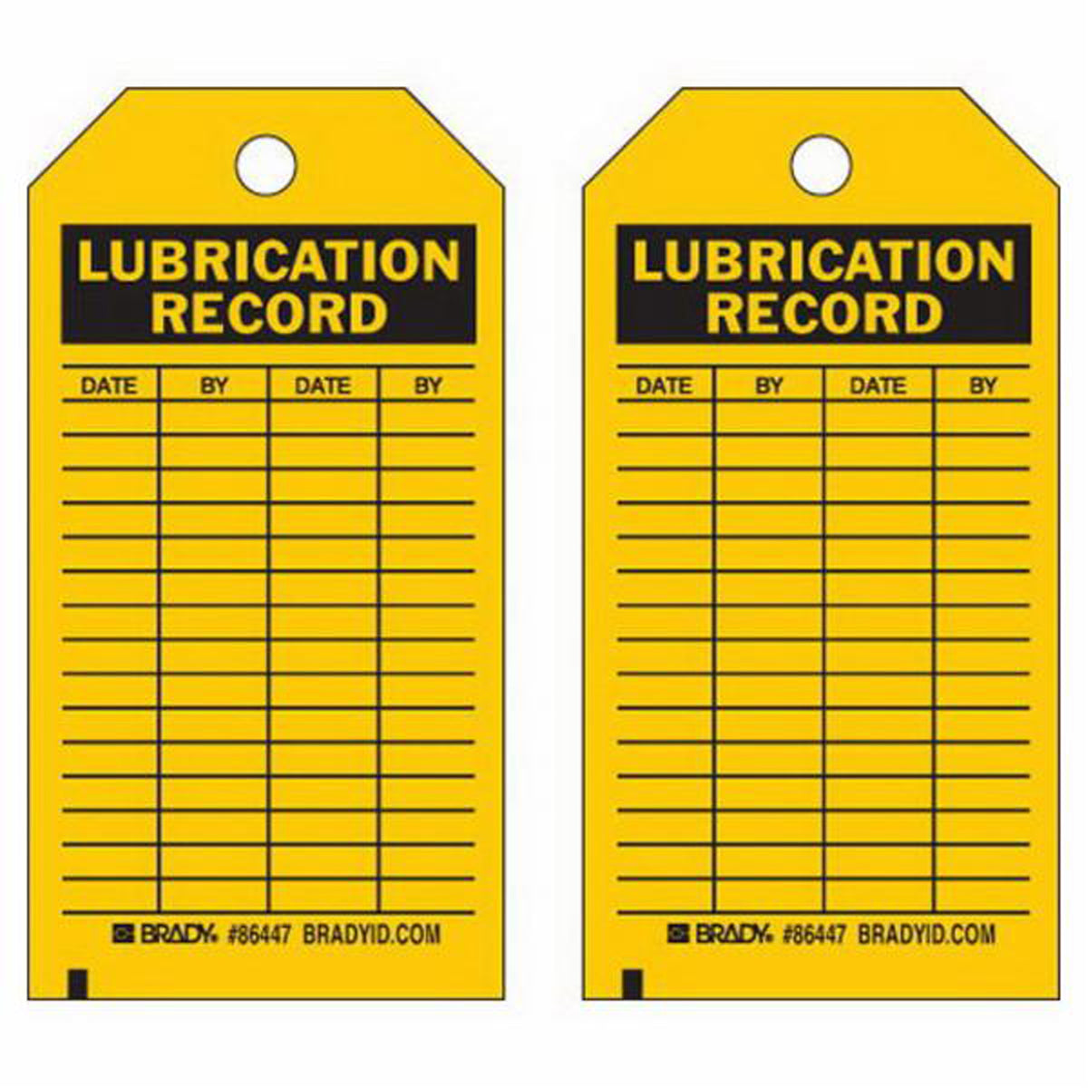 Lubrication Record Tags - SX338