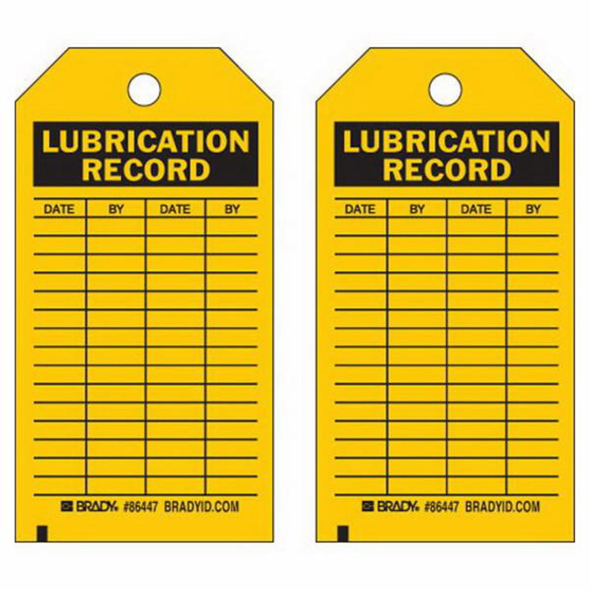 Lubrication Record Tags - SX338