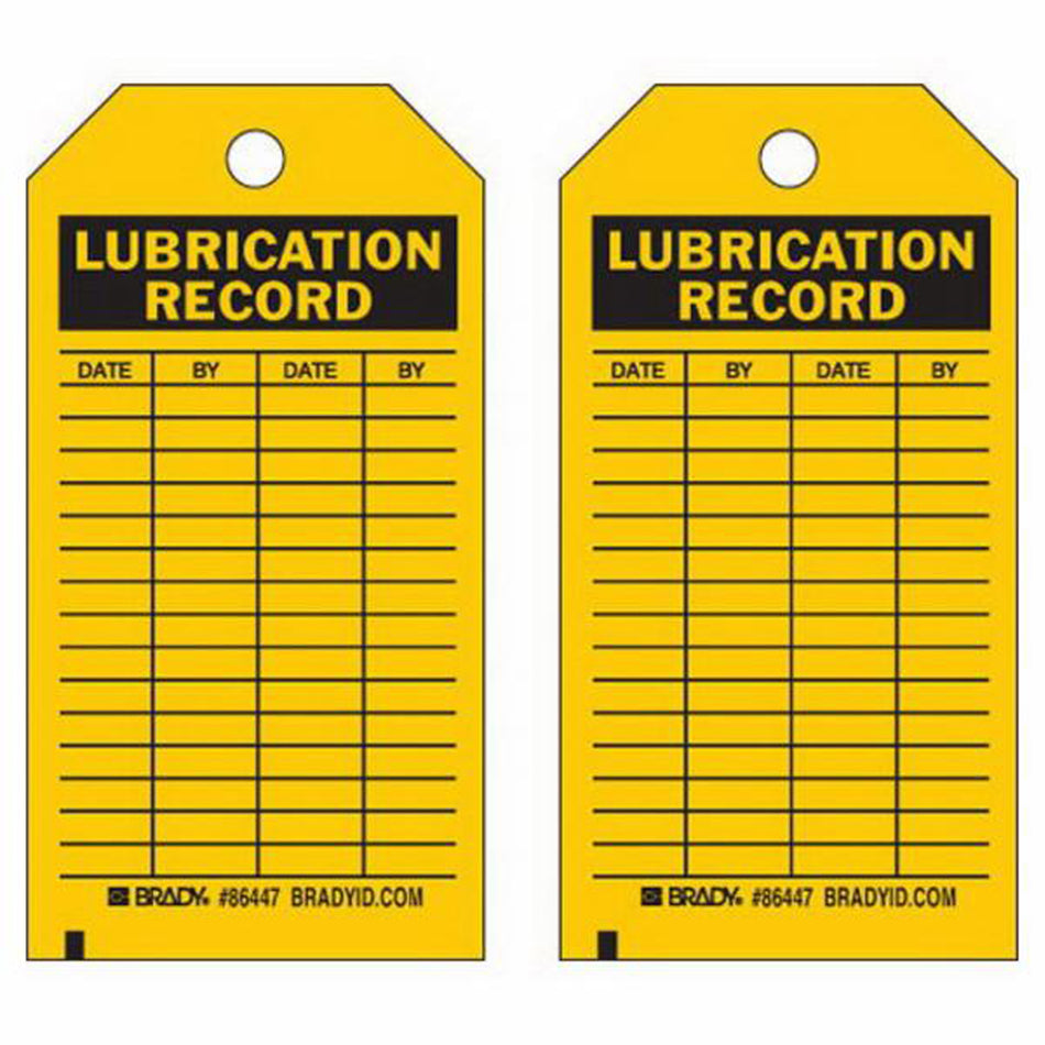 Lubrication Record Tags - SX338