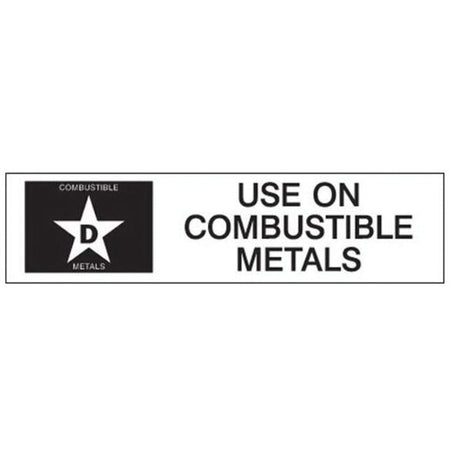 ""D: Use on Combustible Metals"" Fire Extinguisher Label - SY241