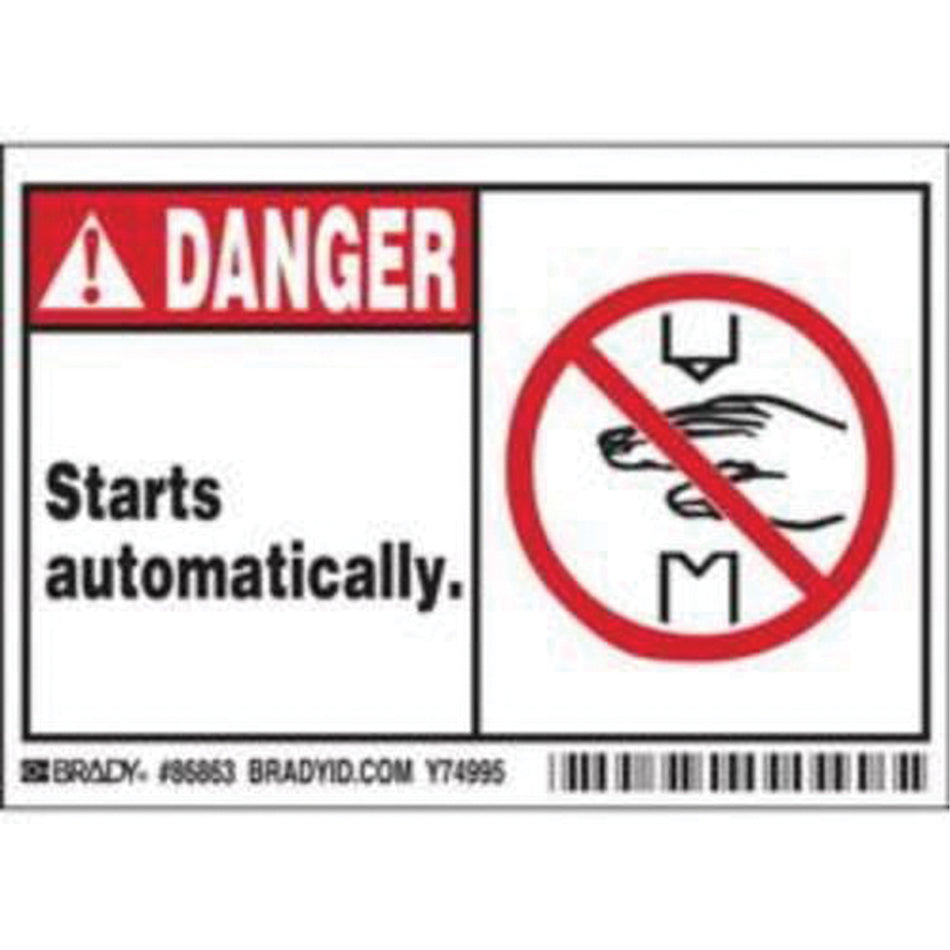 ""Danger Starts Automatically"" Sign - SY370