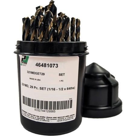 Mechanics Length Jobber Drill 135° - 1/16" to 1/2" by 1/64" - TCP824