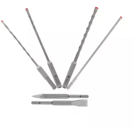 Rebar Demon™ SDS-Plus 4-Cutter Full Carbide Head Hammer Drill Bit & Chisel Set - TCU470