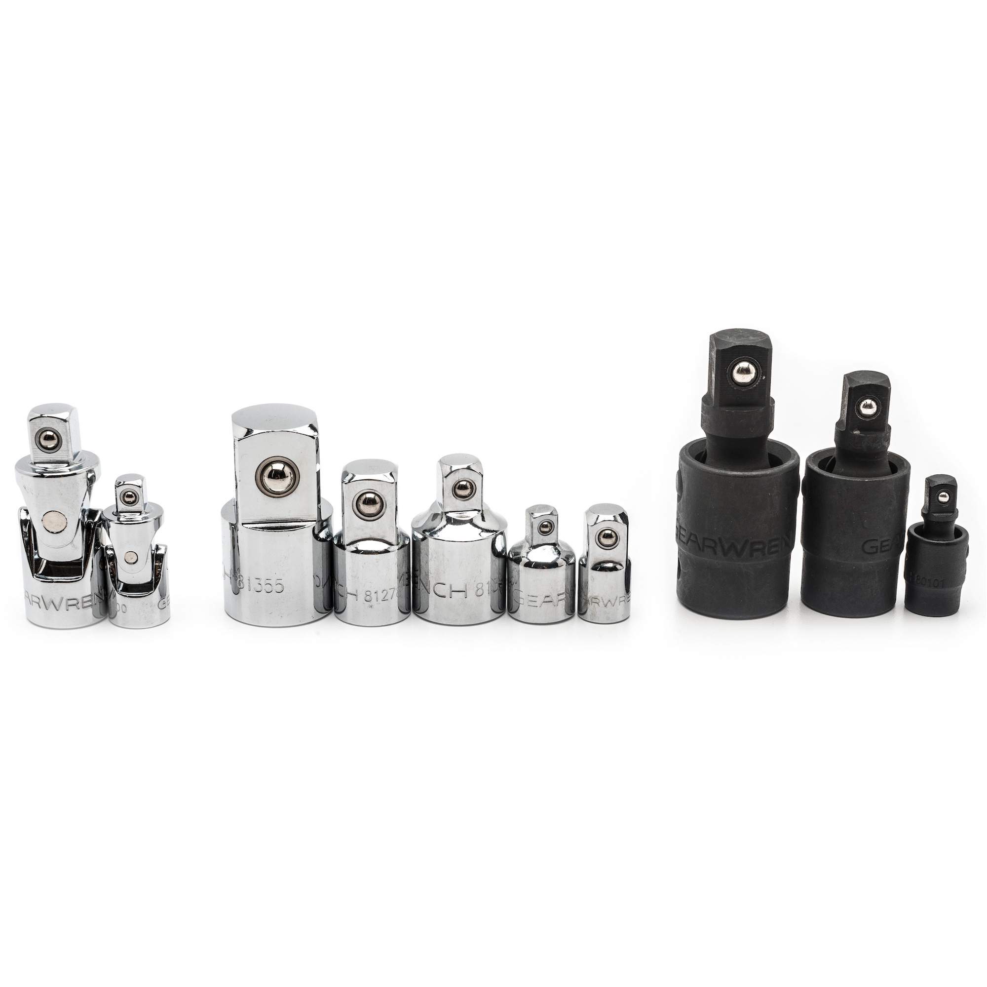 10-Piece 1/4", 3/8" & 1/2" Drive Universal Joint and Adapter Set - TOB611