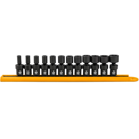 12-Piece 1/4" Drive 6 Point Universal impact Metric Flex Socket Set - TPB416