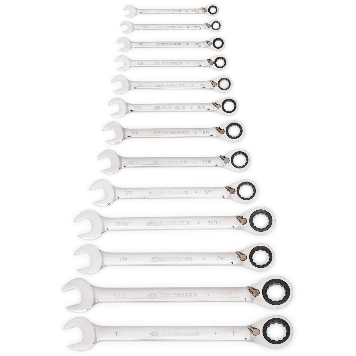 72-Tooth 12 Point Reversible Ratcheting SAE Wrench Set - TSB891